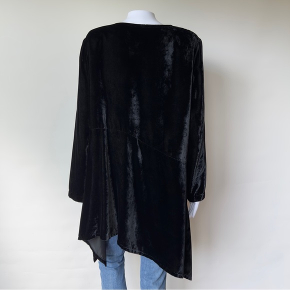 Vintage Hino & Malee 90’s Velvet Rayon Silk Draped Tunic Top Blouse Long Sleeve - Picture 4 of 13
